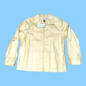 Chicos Chartreuse Yellow Pearl Coat Jacket Size 2 Cotton Womens Topwear NWT $108